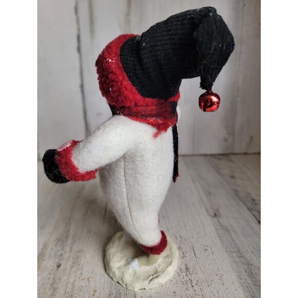 Vintage folk art snowman glitter Xmas snow figure decor scarf - Picture 6 of 7